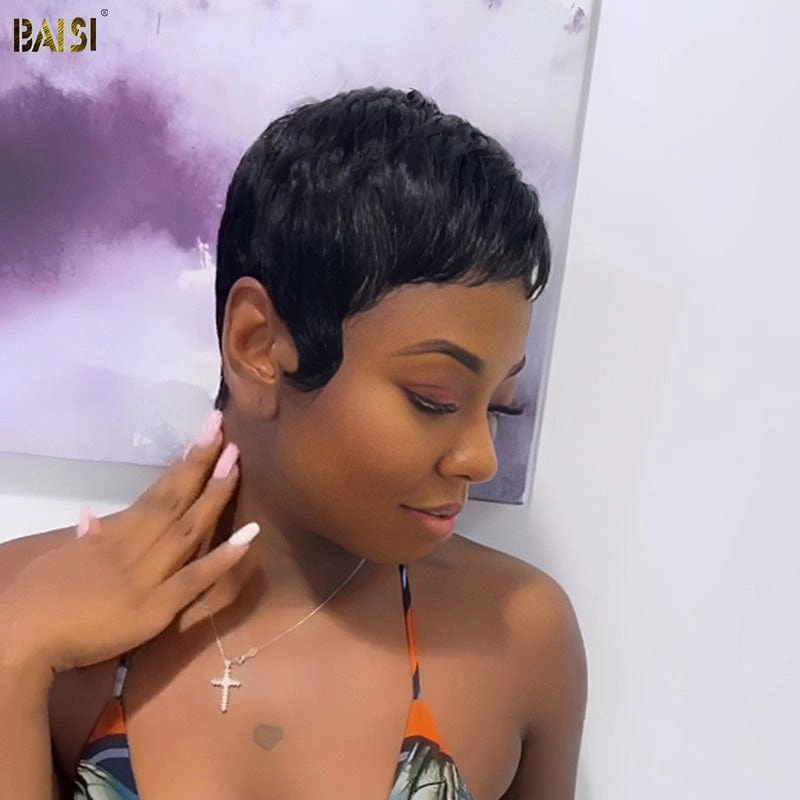 BAISI PIXIE Tapered Cut Machine Made Wig