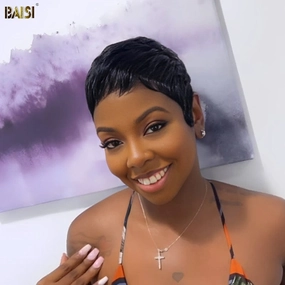 BAISI PIXIE Tapered Cut Machine Made Wig