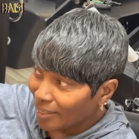 BAISI Salt And Pepper Pixie Cut Wig
