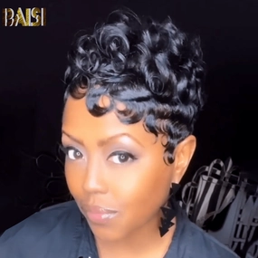 BAISI Sexy Finger Wave Lace Short Wig