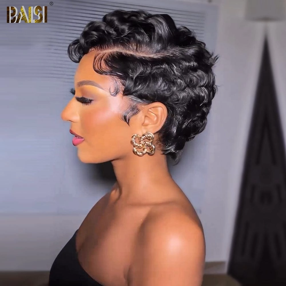 BAISI Sexy Finger Wave Pixie Lace Wig
