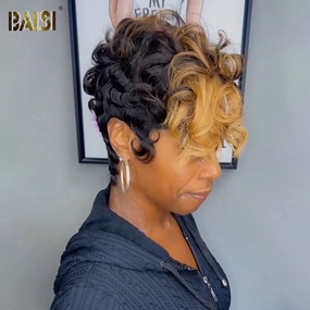 BAISI Sexy Finger Wave With Honey Blonde Pixie Lace Wig