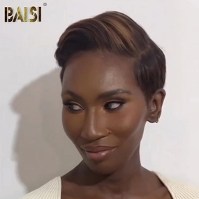 BAISI Sexy Highlight Pixie Short Cut Wig