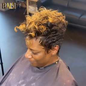 BAISI Sexy Honey Blonde Highlight Finger Wave Wig