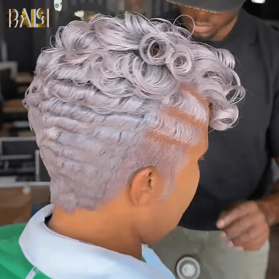 BAISI Sexy Light Purple Wave Glueless Pixie Wig