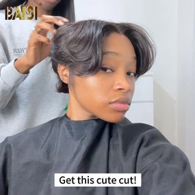 BAISI Sexy Middle Part Short Cut Lace Wig