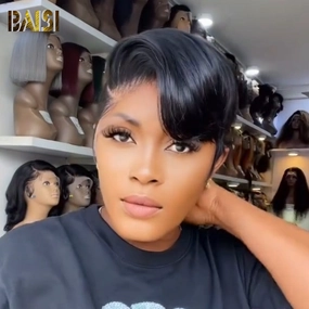 BAISI Sexy Natural Black Short Cut Wig