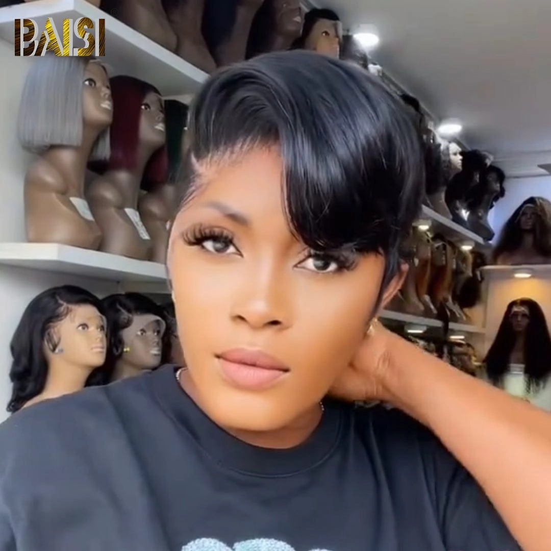 BAISI Sexy Natural Black Short Cut Wig