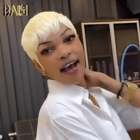 BAISI Sexy Pixie Blonde Machine Made Short Wig