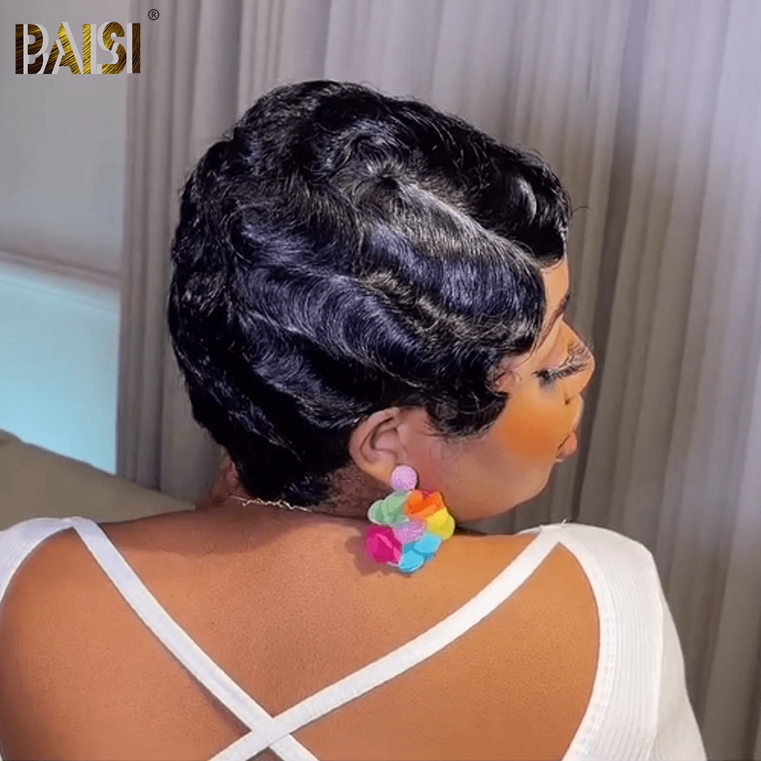 BAISI Sexy Pixie Finger Wave Lace Wig
