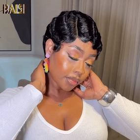 BAISI Sexy Pixie Finger Wave Lace Wig