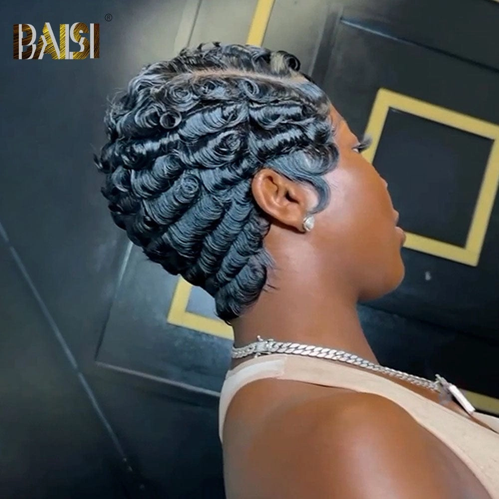 BAISI Sexy Quick Wave Lace Short Wig