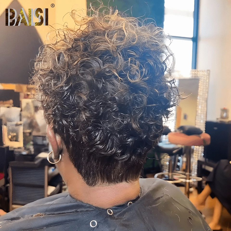BAISI Sexy Side Part Honey Brown Pixie Short Wig