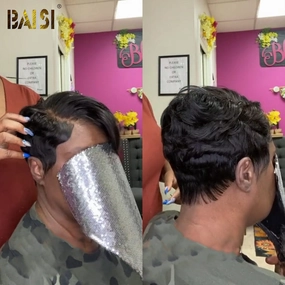 BAISI Sexy Side Part Short Cut Lace Wig