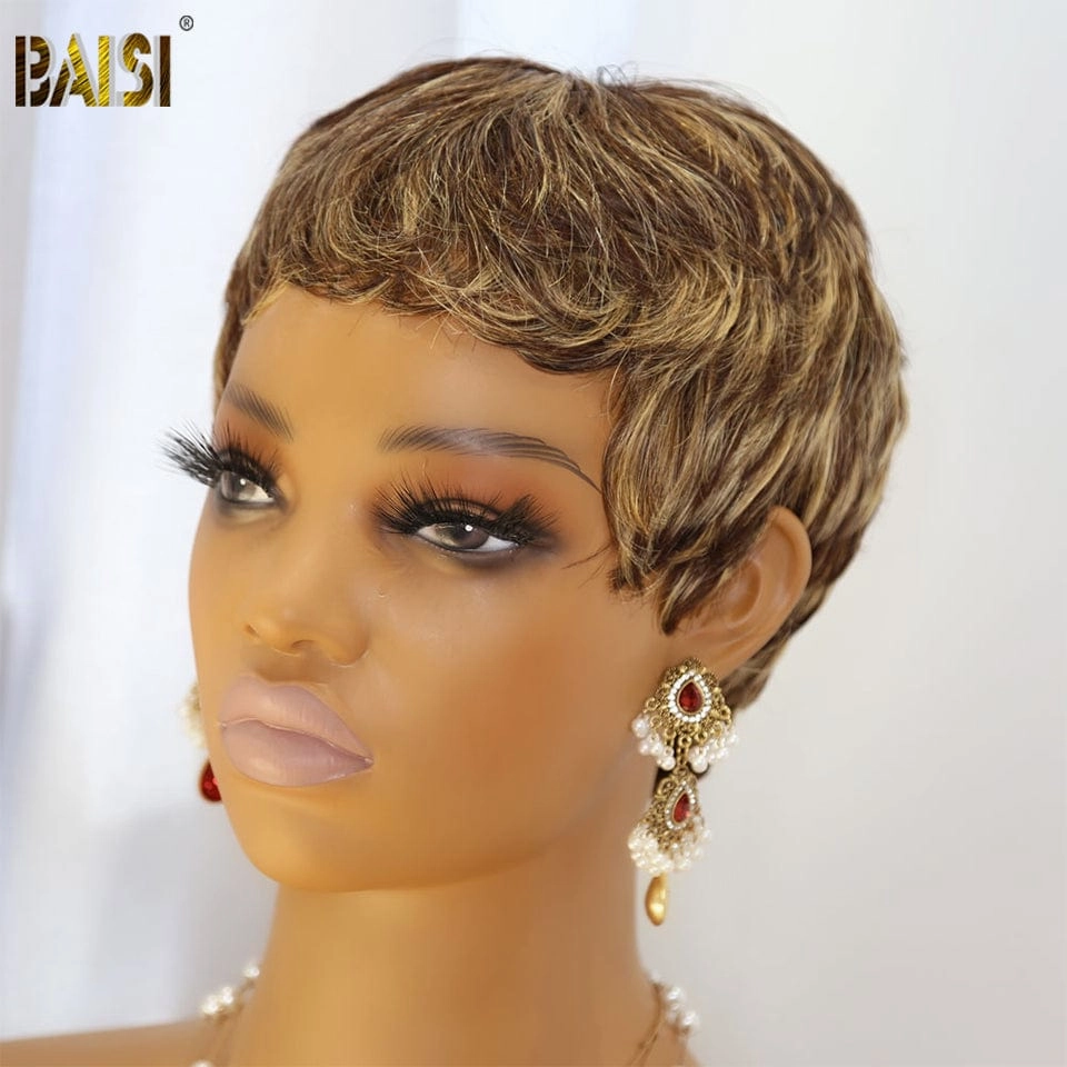 BAISI Short #4Mix27 Pixie Machine Made Wig