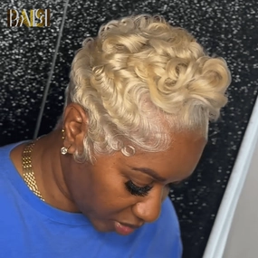BAISI Short Blonde Fashion Curl Full Lace Wig