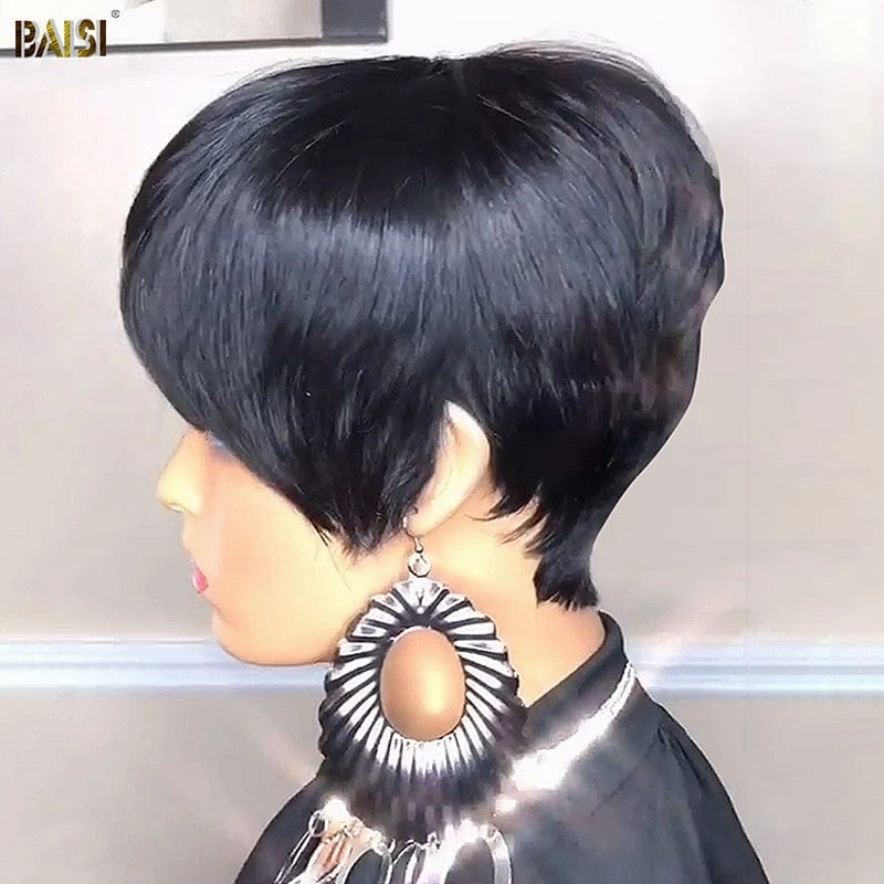BAISI Short Layered Pixie Cut With Blonde Wig