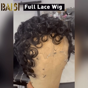 BAISI Short Quick Wave Full Lace Wig