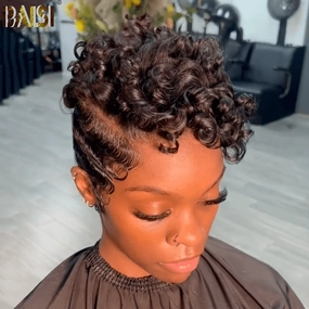 BAISI Short Top Curly Full Lace Wig