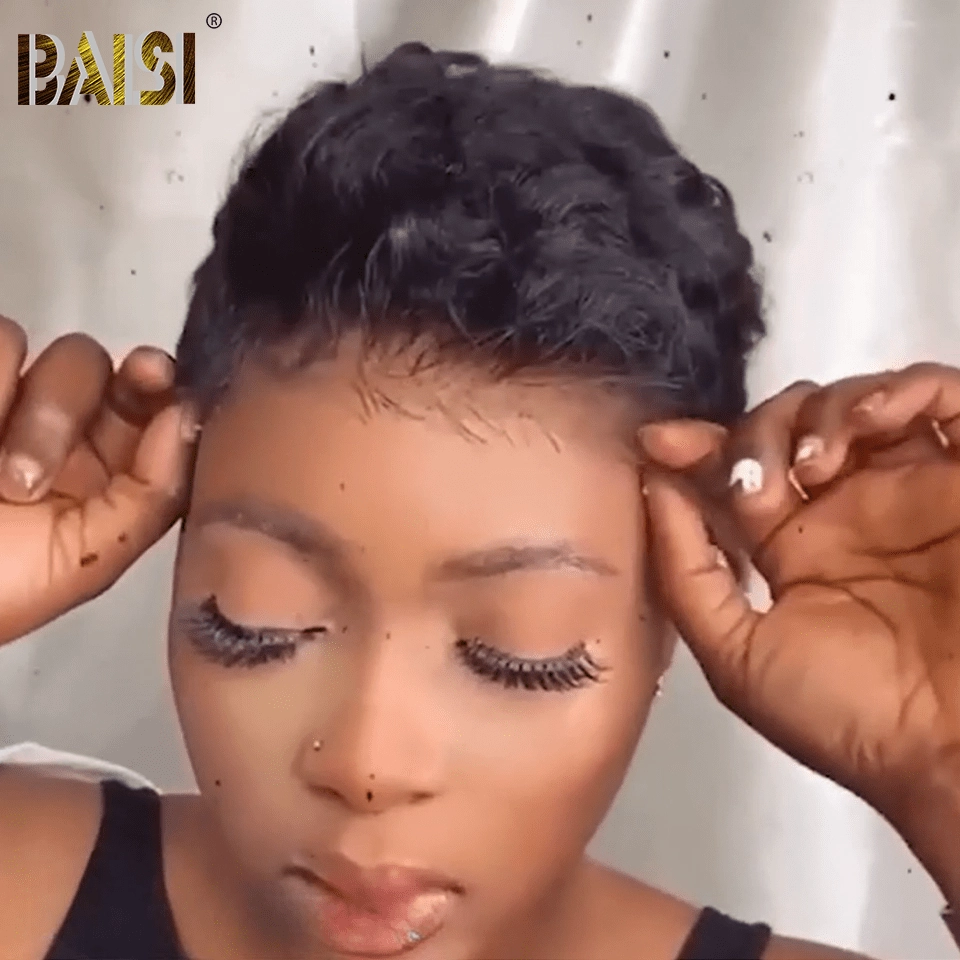 BAISI Silk Breathable Short Pixie Wig