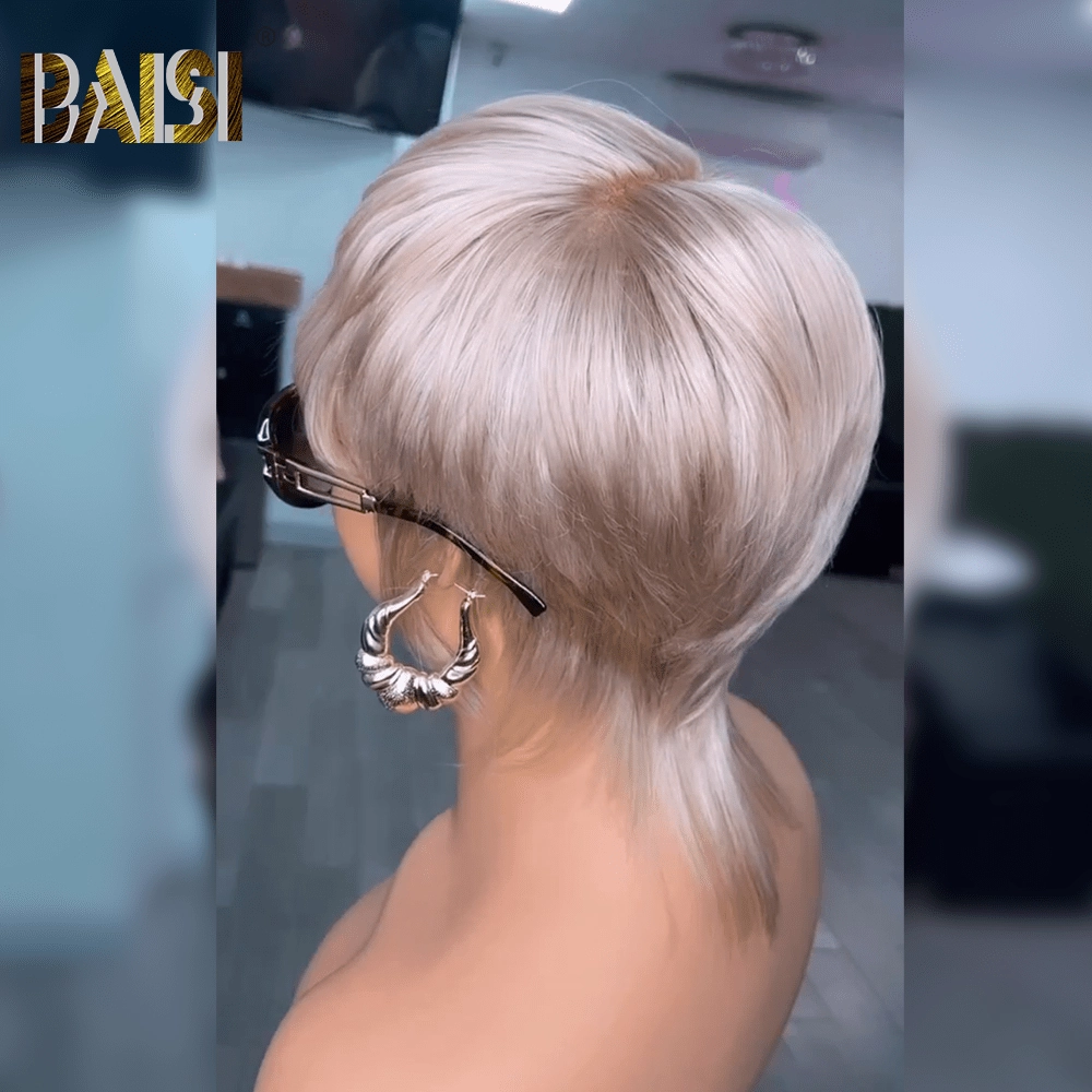 Baisi Silver Grey Machine Made Wig
