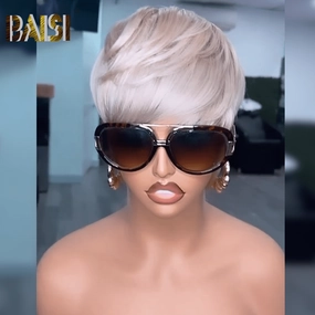 Baisi Silver Grey Machine Made Wig