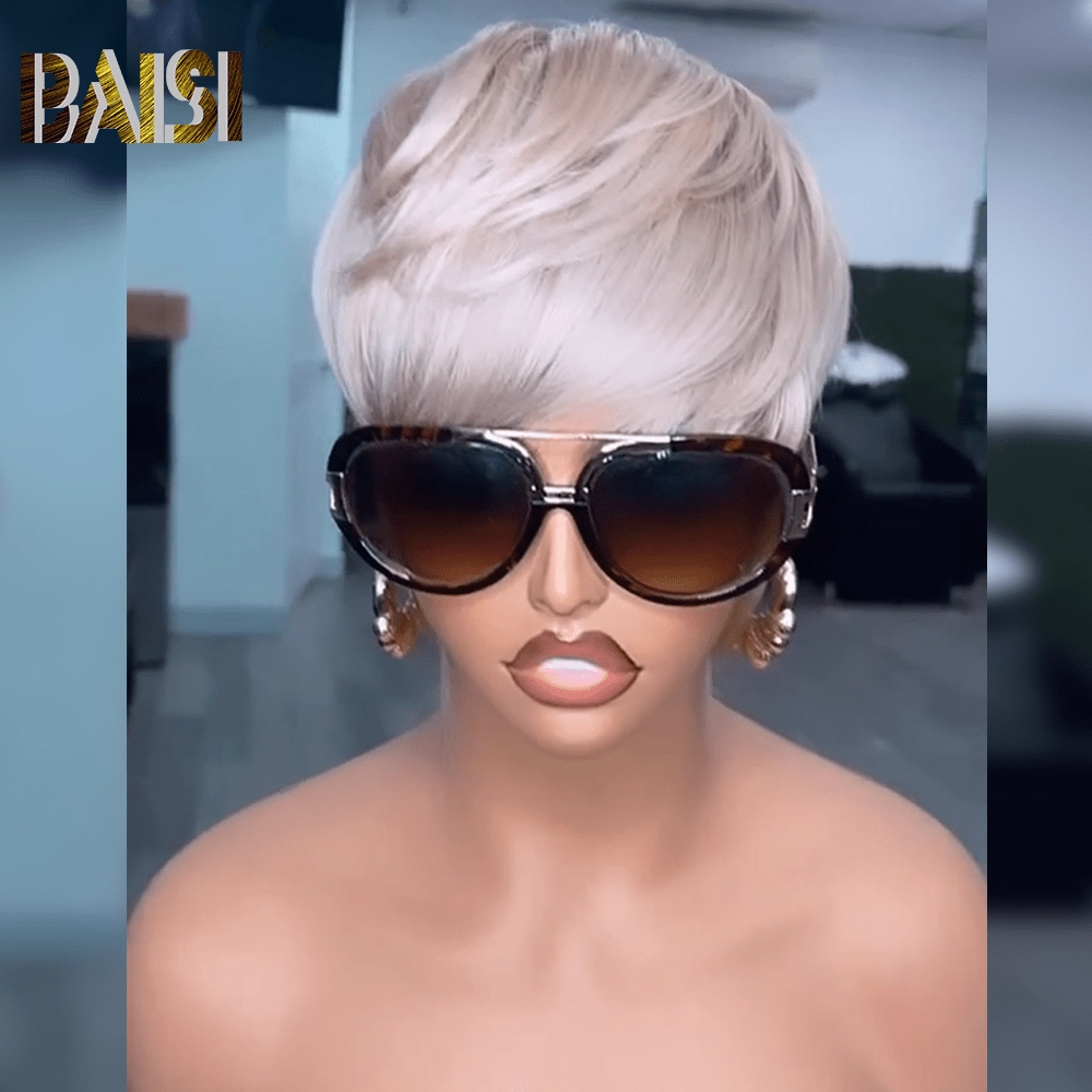 Baisi Silver Grey Machine Made Wig