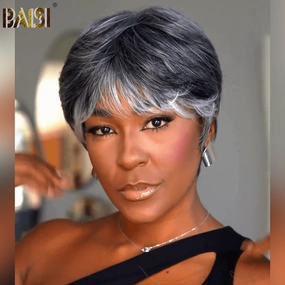 BAISI Sliver Grey Machine Made Wig