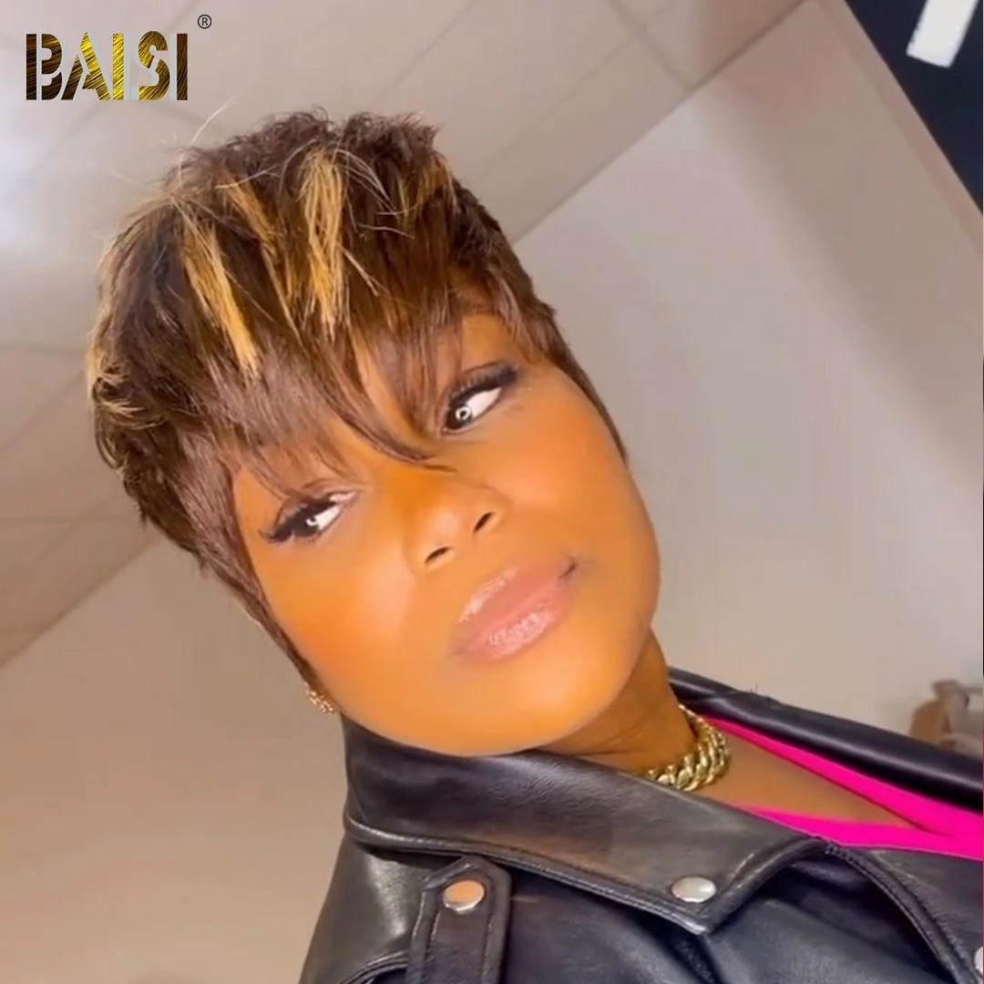 BAISI Straight #4Mix27 Pixie Cut Wig