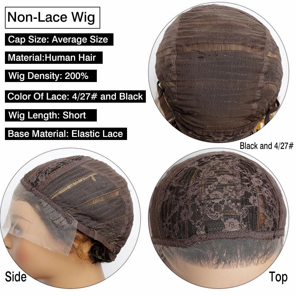 BAISI Virgir Human Hair Curly Hair Short Cut Wig