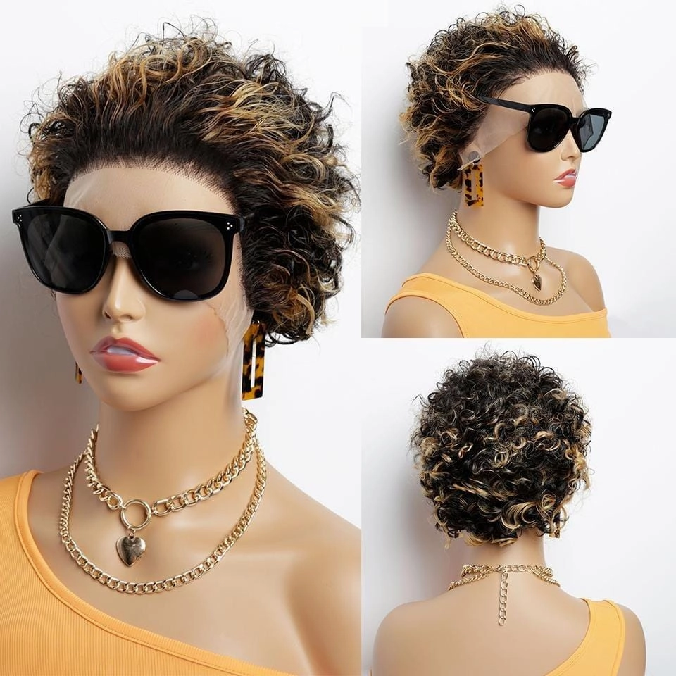 BAISI Virgir Human Hair Curly Hair Short Cut Wig