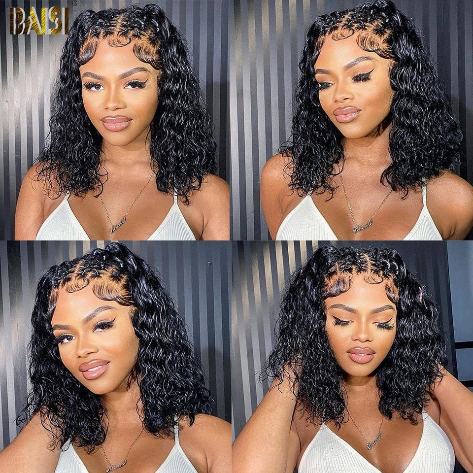 BAISI Water Wave Bob Wig 100% Human Hair