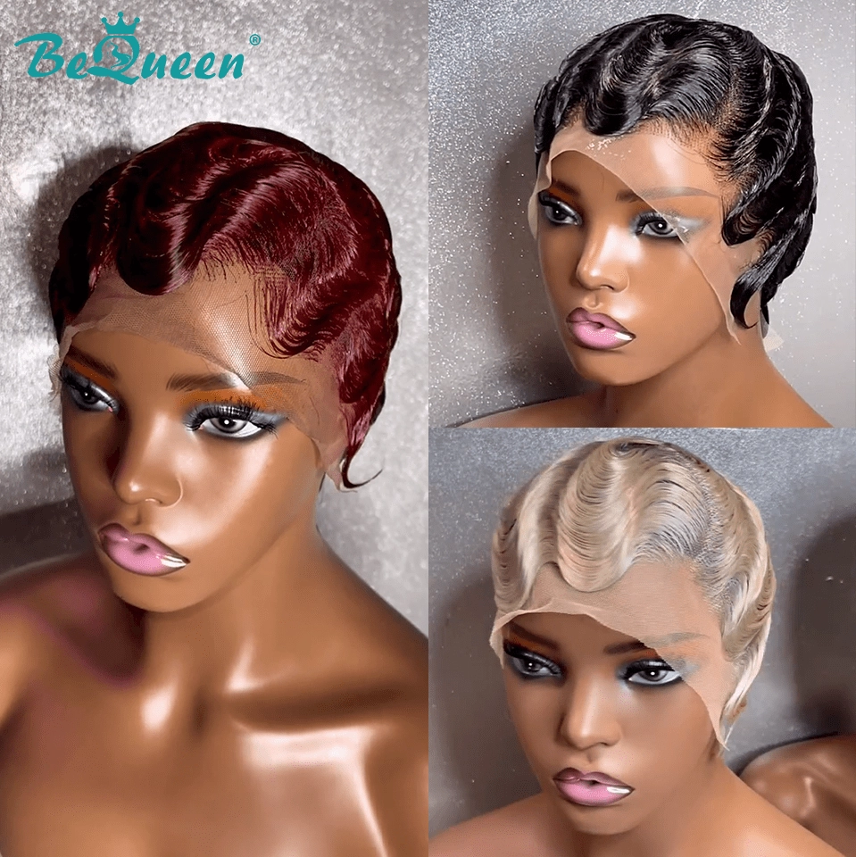Bequeen 13*4 Lace Frontal Water Wavy Pixie Wig