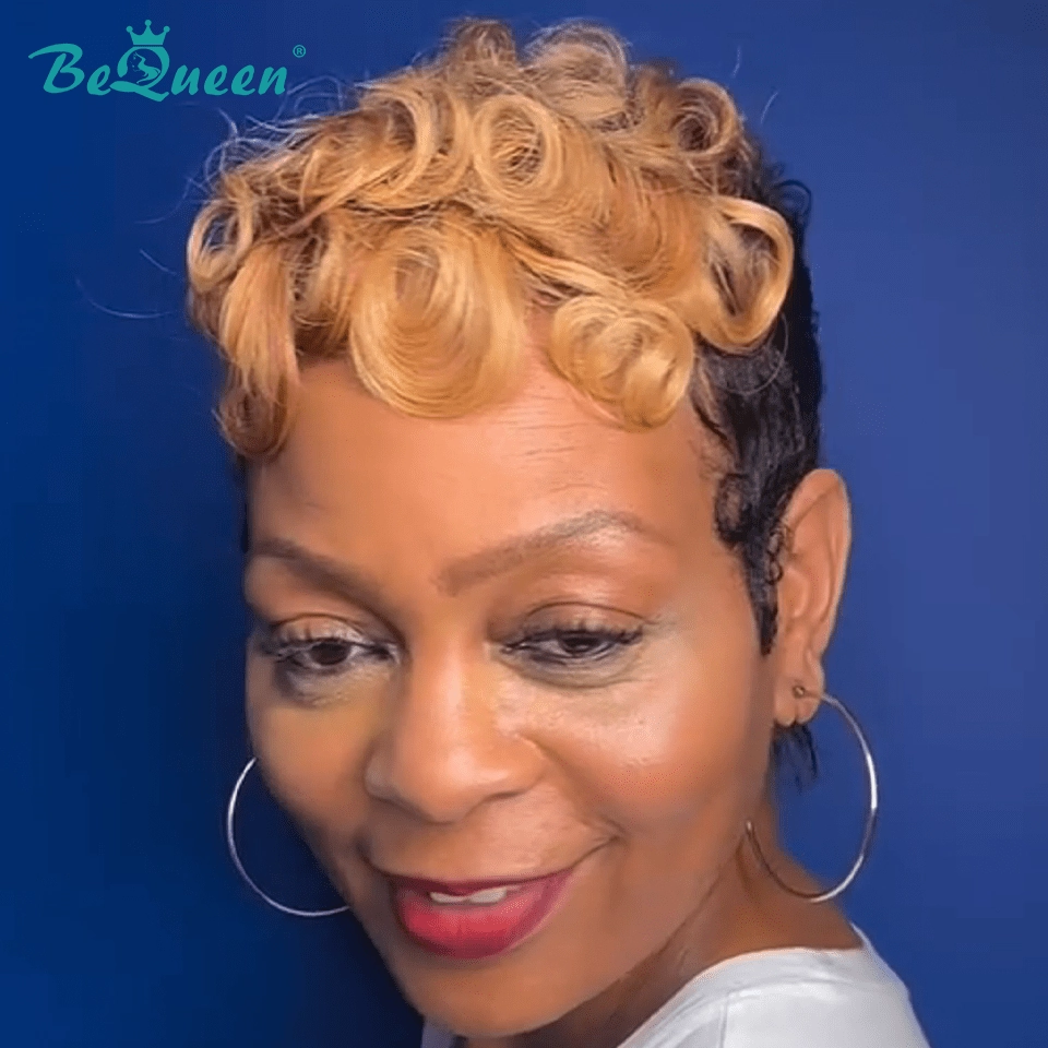 Bequeen 27 /1B Finger Wave Pixie Wig
