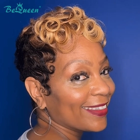 Bequeen 27 /1B Finger Wave Pixie Wig
