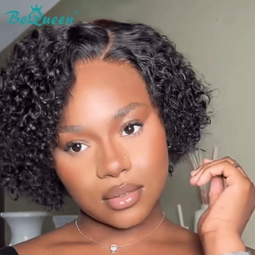 Bequeen Curly Side Part Lace Pixie Wig