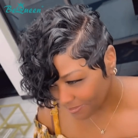 Bequeen Curly Wave Side Part Sexy Pixie Wig