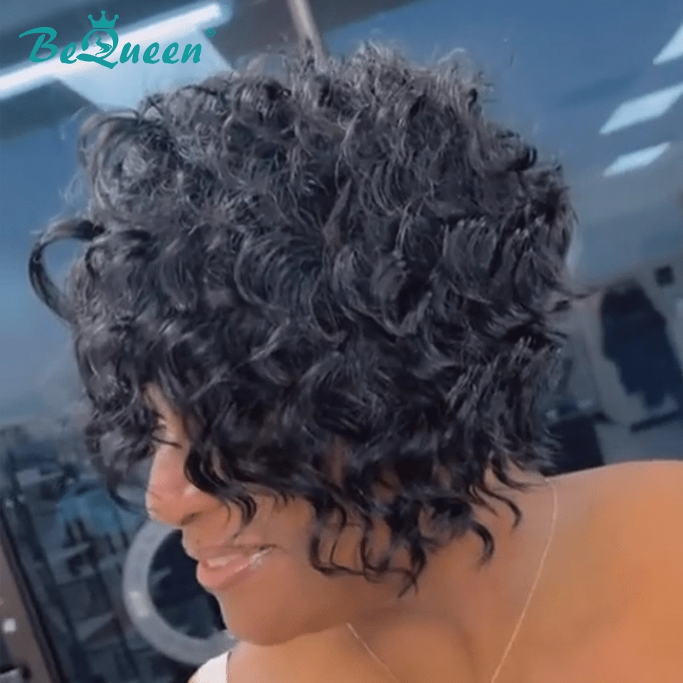 Bequeen Curly Wave Side Part Sexy Pixie Wig