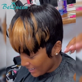 Bequeen Designer Wig Machine Made Short Cut Pixie Wig