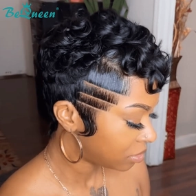 Bequeen Edgy Cut Finger Wave Pixie Wig