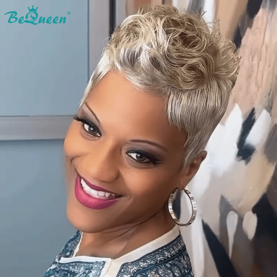 Bequeen Fantasy Silver Short Wave Pixie Wig