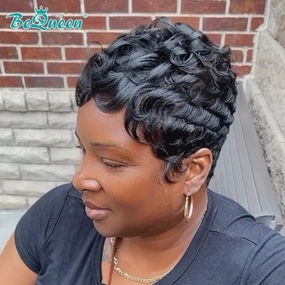 Bequeen Finger Wave Machine Made Wig