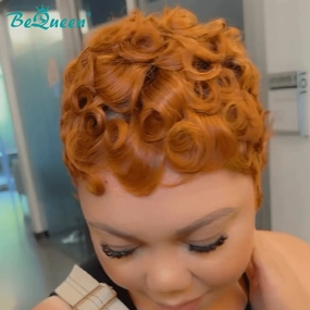 Bequeen Finger Wave Orange Pixie Wig