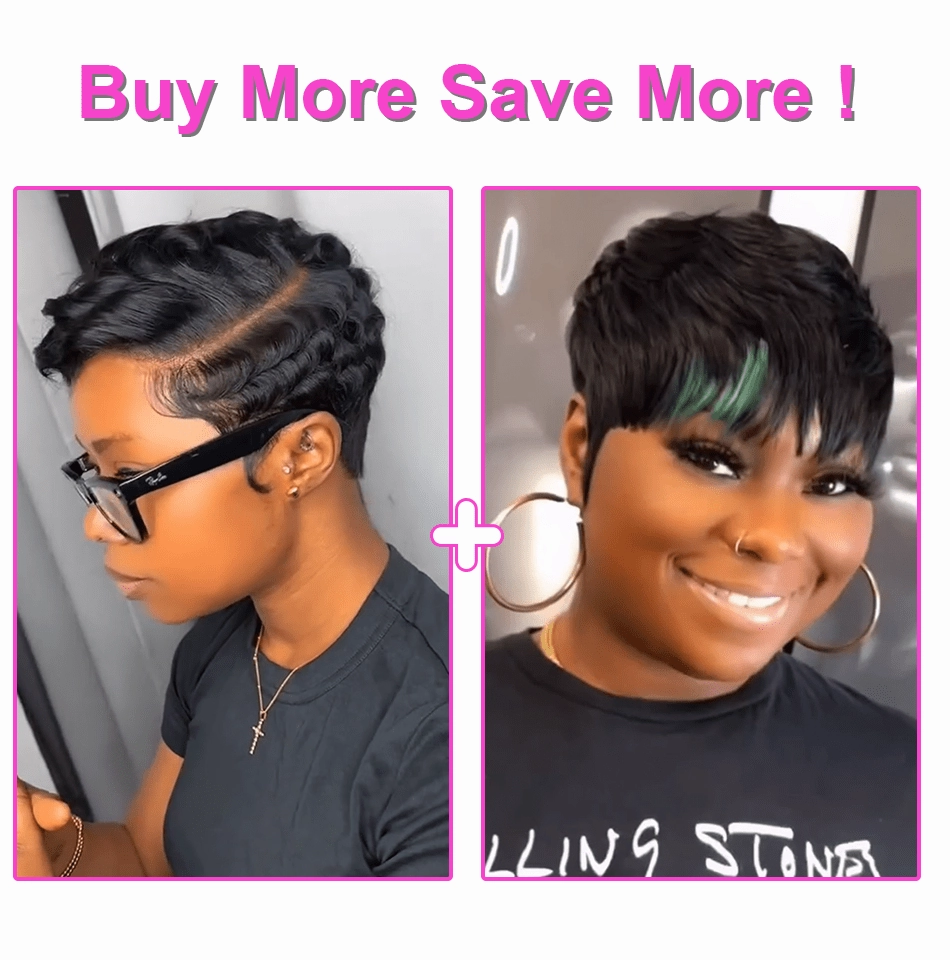 Bequeen Green Part Machine Made Short Pixie Wig
