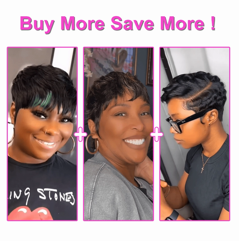 Bequeen Green Part Machine Made Short Pixie Wig