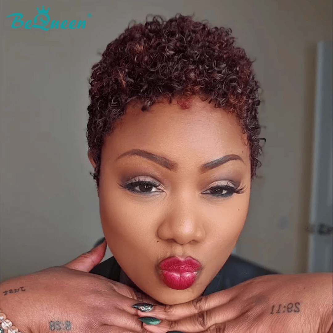 Bequeen Highlight Curly Pixie Cut Full Lace Wig