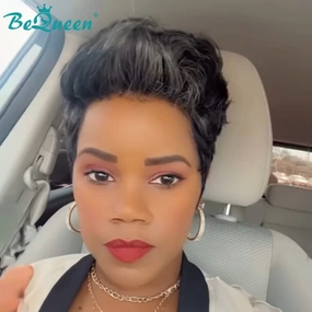 Bequeen Hightlight Grey Pixie Wig