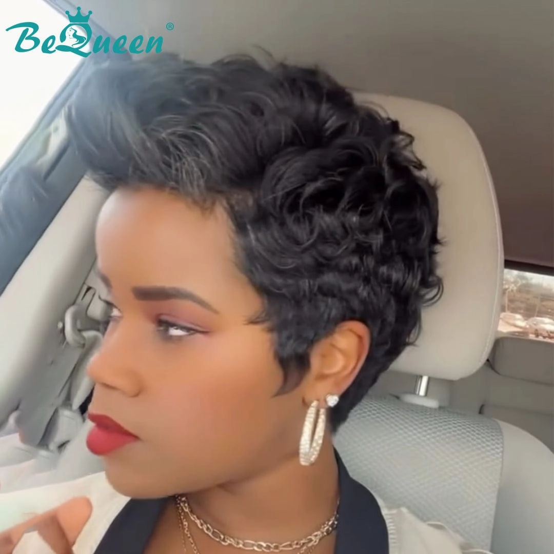 Bequeen Hightlight Grey Pixie Wig