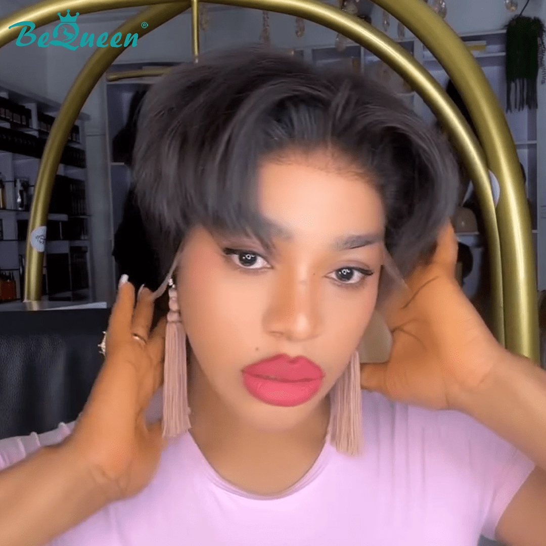 Bequeen Lace Frontal Middle Part Pixie Wig