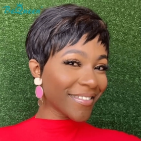 Bequeen Machine Made 1B/4# Short Cut Fashion Wig